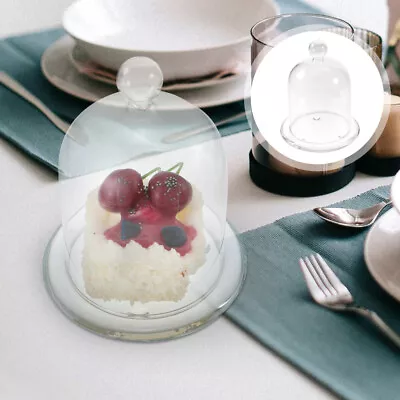  Cake Glass Cover Food With Tray Household Dome Dessert For Home • £15.35