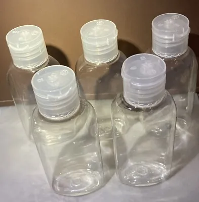 5 X Small Clear Plastic Bottles With Lids Travel Bottles - 50ml • £1.50