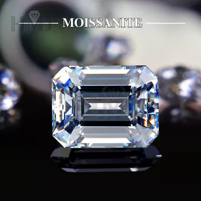Super White D VVS1 Moissanite Stone Emerald Cut Loose Gemstones With Certificate • $25.99