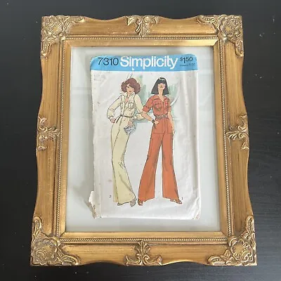 Vintage 1970s Simplicity 7310 Disco Utility Jumpsuit Sewing Pattern 10 XS CUT • $6