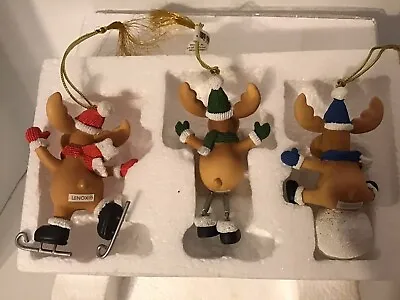 $23.90 • Buy LENOX Winter Antics Moose Santa Reindeer Hand-Decorated Christmas Ornament Set 3