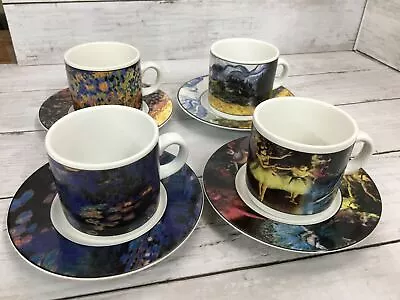 SAKURA Set/4 Demitasse Mug +Saucer Museum Masters Vincent Van Gogh  Degas Monet • $49.98