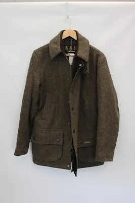 £28 • Buy Men's BARBOUR X HARRIS TWEED Brown Herringbone Field Coat Size M - C28