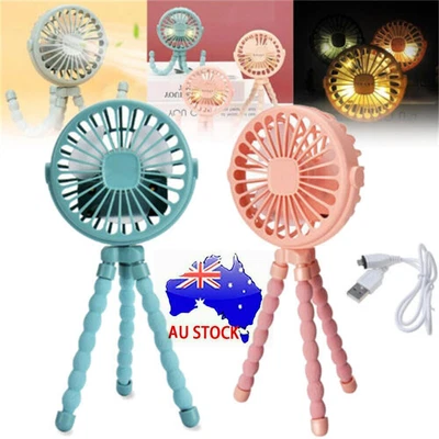 $17.99 • Buy Mini USB Fan Flexible Octopus Clip-on Handheld Fans For Baby Stroller With LED