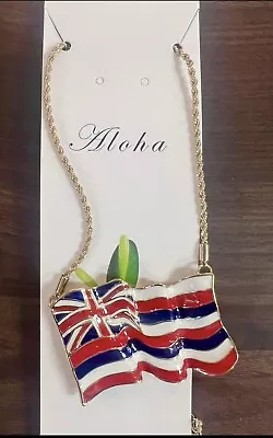 Gold Plated Multicolor Hawaiian Flag Maui Mens Pendant & Rope Chain • $21