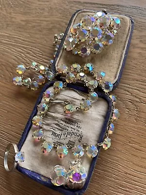 Dazzling Vintage 1950s/60s Rainbow Crystal Costume Jewellery Set • £9.99