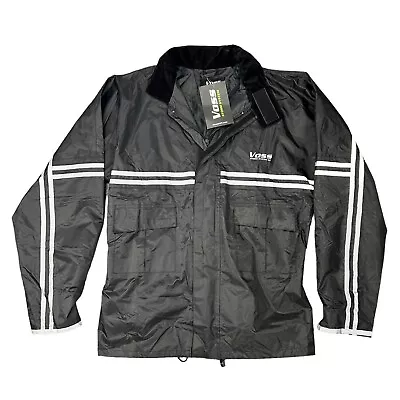 Voss Rain Jacket Mens L Large Reflective Striped Waterproof Motorcycle Riding • $42.45