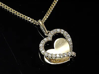 585 Gold Chain With Heart In Heart Pendant Tank Chain In 42 Cm Length  • £172.07