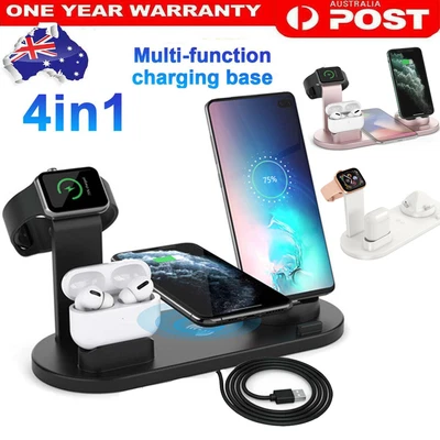 $6.25 • Buy Qi Wireless Charger 4 In1 Charging Dock Station For AirPods  IWatch IPhone 14 13