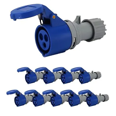 10 X 16 Amp Socket 240v 3 Pin Site Mains Electric Caravan Hook Up Generator • £28.99