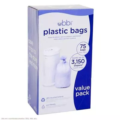 Ubbi Plastic Diaper Pail Bags - White - 75ct • $19.99