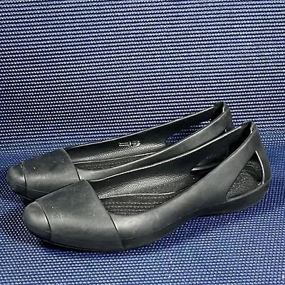 Crocs Sienna Black Slip On Iconic Comfort Ballerina Flats Women’s Size 9 • $21