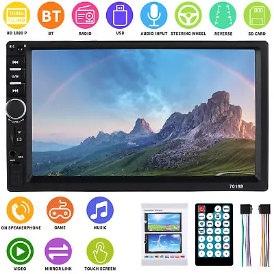 7  Double DIN Bluetooth Head Unit Car Stereo Touch Screen FM/TF/AUX Reverse Cam • $43.89