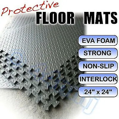£54.38 • Buy 12mm Workshop Flooring Mats PlayRoom Home Gym Interlock Tiles DARK GREY 32 Sq Ft