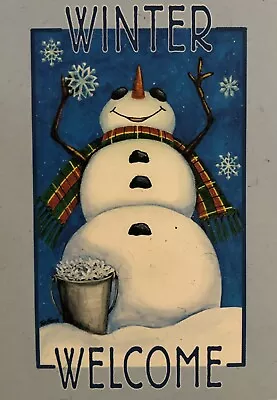 Winter Welcome Snowman Snowflake Christmas Season Holiday Large Yard Flag New • $10.87