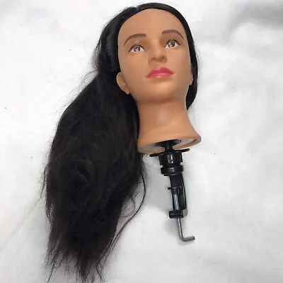 Long  Brown Hair Mannequin Head Hairdresser Training Cosmetology Clamp • $24