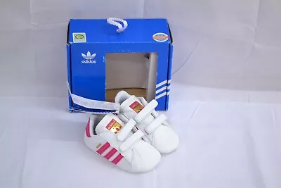 Adidas Superstar Crib White And Pink Baby Shoes Size 3K #MAN • £9.99