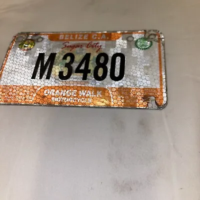 Used Expired BELIZE Motor Cycle LICENSE PLATE CITY OF ORANGE WALK . RARE • $65