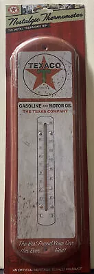 TEXACO GAS Indoor Outdoor Metal Tin Thermometer Nostalgic 17 Inches Tall • $15.49