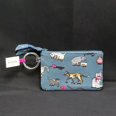 Vera Bradley Cat's Meow Zip Id Coin Purse Card Wallet- Cat With Fishbowl • $19.79