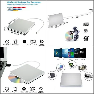 Dvd/Cd Reader Superdrive External Burner Usb-C Port Plug And Play.ASUS/DELL/iMac • $55.64