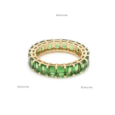 $1792.22 • Buy 4x3mm Natural Emerald Cut Tsavorite Garnet Eternity Band Ring In 14k Yellow Gold