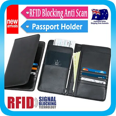 $19.99 • Buy Travel Wallet RFID Blocking Anti Scan Long Passport Holder Synthetic Leather