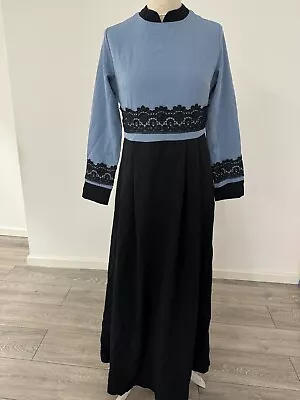 Blue Black Abaya Modest Dress Lace Size EUR 40 UK 12 • £9.99