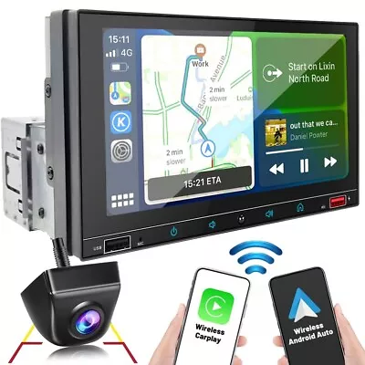 7  Single 1 Din Car Stereo Bluetooth Head Unit Android Apple CarPlay Touch Radio • $114.99