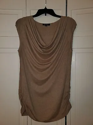 Max Edition - Cowl Neck Tank Top - Sz M - Lt. Brown Heather - Scrunched Sides • $16