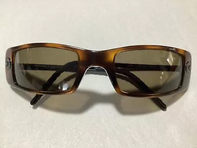 Vintage Chanel Brown Tortoise Rectangle Wrap Sunglasses 5036 502/93 W/case *vguc • $270