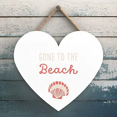 £6 • Buy Gone To The Beach Seaside Beach Themed Nautical Heart Hanging Plaque