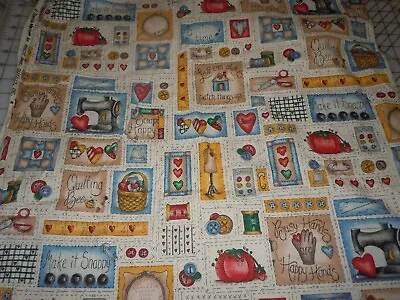 Vintage Sewing Theme Dianna Marcum Marcus Brothers Cotton Fabric 1+ Yard • $12.50