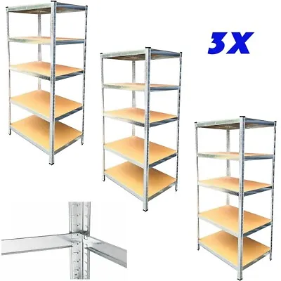 3X 1.8M Heavy Duty Metal Galvanised Shelving Rack Unit 5 Tier Storage Shelf MND • £89.94