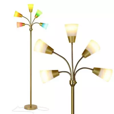 Brightech Floor Lamp 78  Antique Brass Modern 5-Light Adjustable Gooseneck LED • $107.11
