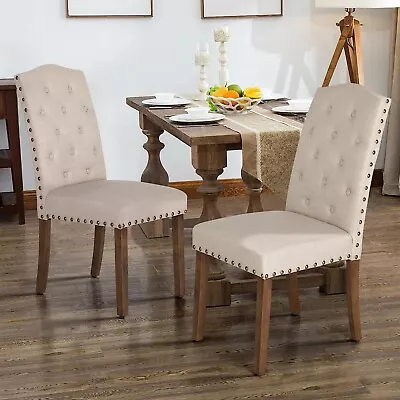 Tufted Velvet Dining Room Chairs Set Of 2 With Wood Legs Armchair Kitchen Modern • $186.99