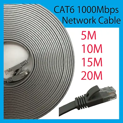 $6.99 • Buy Grey Cat 6 5m 10m 15m 20m Ethernet Network Lan Cable 1000Mbps Xbox Ps4 Nbn Modem