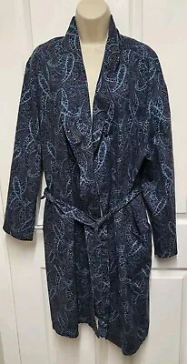 Mens Quality   100% Cotton Blue  Paisley Dressing Gown Size M/L  • £12.99