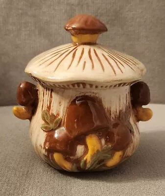 Vintage Arnels Mushroom Sugar Bowl With Lid 5” Retro Kitchen Canister • $25