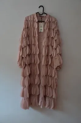 $129 • Buy Zara Limited Edition New Pale Pink Textured Long Knit Coat 2488/005 Medium M