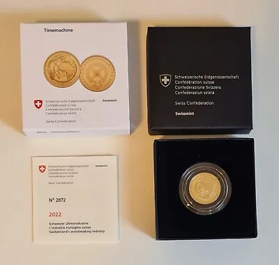 $799 • Buy Swiss Gold Coin 2022 Swissmint Switzerland Timemachine CHF 25.- Au Proof