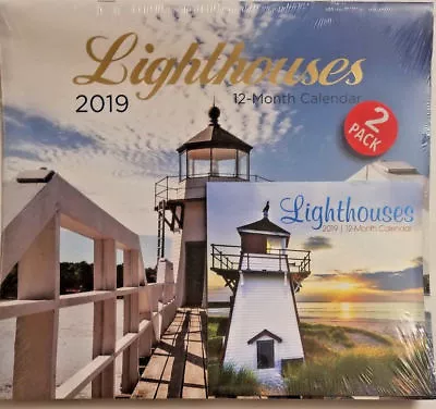 2 Pack Of 12 Month 2019 Wall Calendars Lighthouses - New Sealed W • $1.99