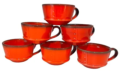 Vintage Metlox Poppy Trail '70's Set Of (6) Red Rooster Coffee Cups • $29.99
