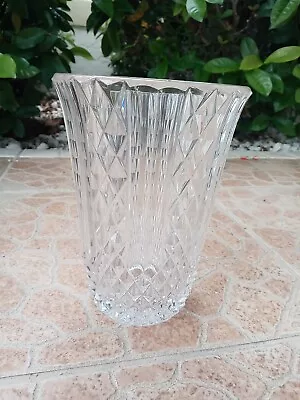 VTG Val St. Lambert Clear Cut Crystal 8.5  Heavy Spiked Vase *SIGNED* • $35