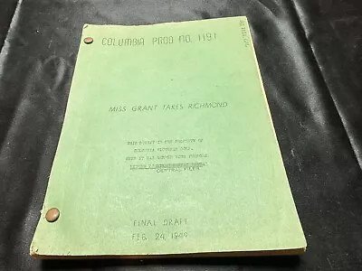 Vintage 1949 Lucille Ball Miss Grant Takes Richmond Final Movie Script Comedy • $399