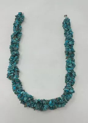 Turquoise Necklace Natural Chip Stone Southwestern Native Chunky 18  VTG Jewlery • $39.99