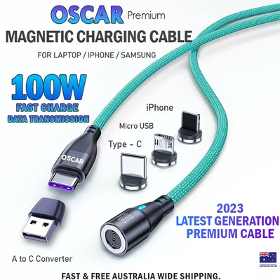 $6.95 • Buy 100w Magnetic USB Type-C Fast Charging Cable Micro USB IPhone PD Charger Cord 1M
