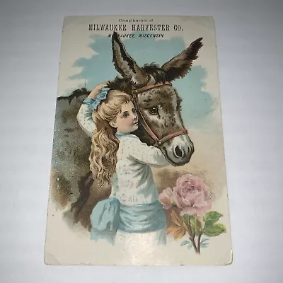 Vintage Advertising Card Milwaukee Harvester Farming Equipment Wisconsin Donkey • $14.99