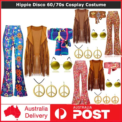 Hippie Disco 60/70s Cosplay Costume Women Indian Tassels Hippie Vest Cardigan • $35.06