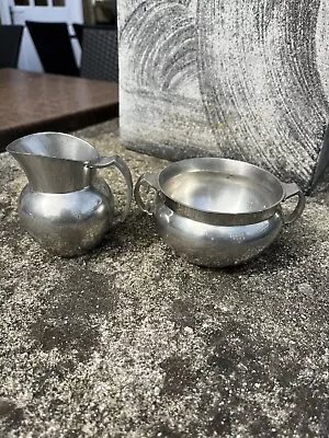 Just Andersen Danish Art Deco Pewter Milk Jug And Sugar Bowl - Model 2238 • £30